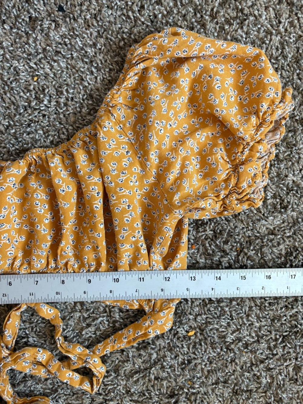 Women's 2 Piece Outfits Floral Self Tie Knot Crop Top Small, Yellow Large - Picture 6 of 6